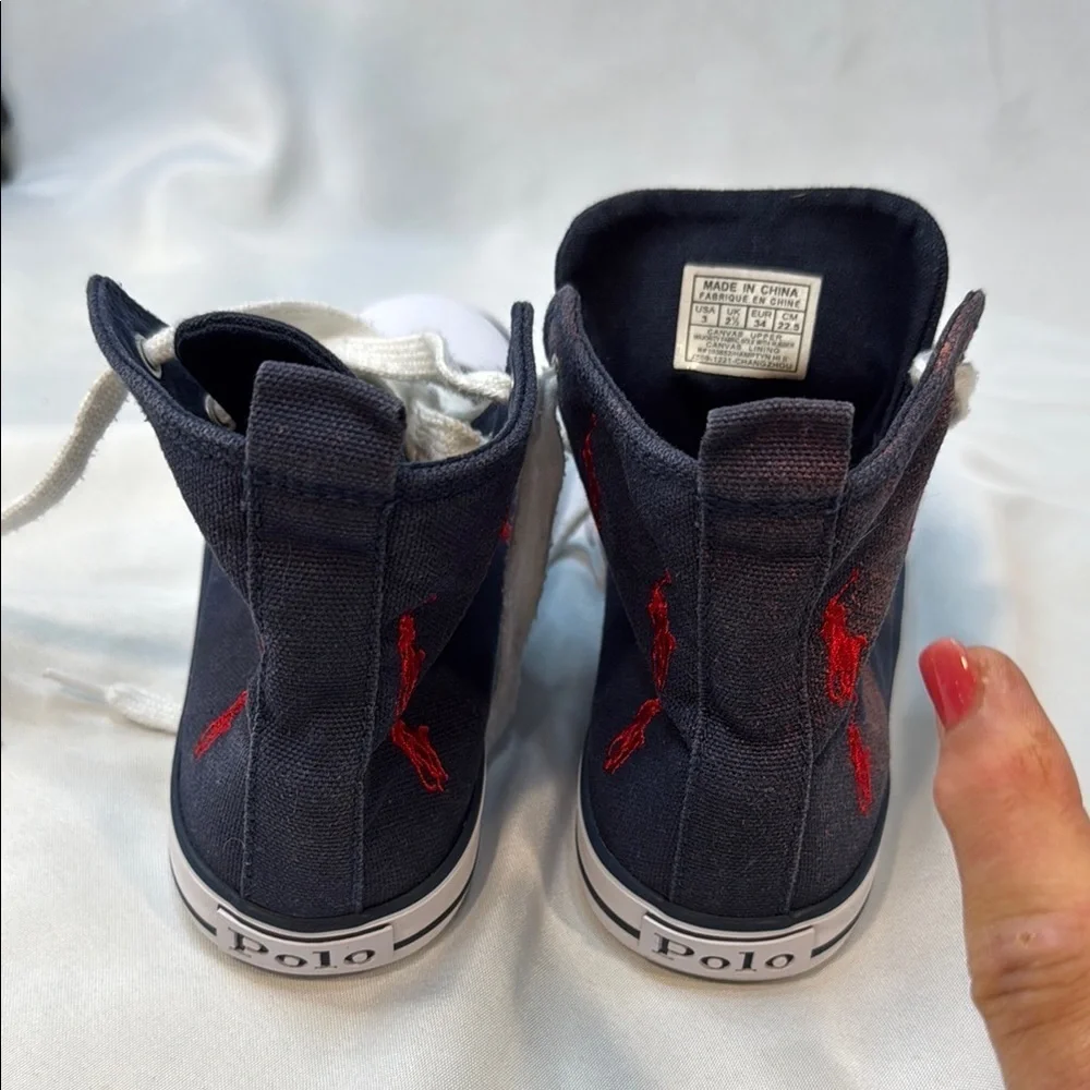 Polo Ralph Lauren Kids' size 3, Navy High-Top Sneakers, pre-owned, ***READ!*** - Picture 4 of 16